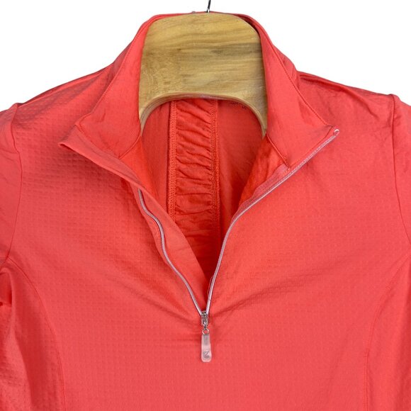 Bette & Court Swing Top Womens M Coral Long Sleeve 1/4 Zip Mesh Panels Textured - Picture 3 of 14